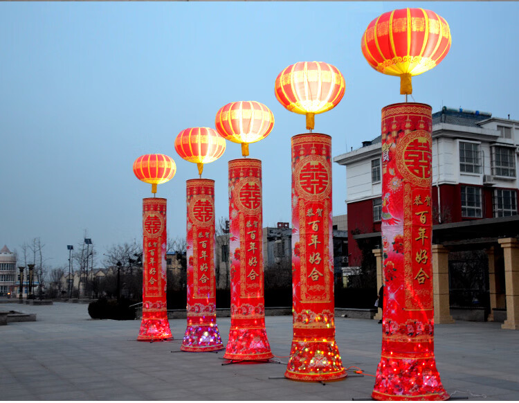 活动庆典空飘气球【品质保证】新型灯笼立柱开业布置带条幅活动庆典