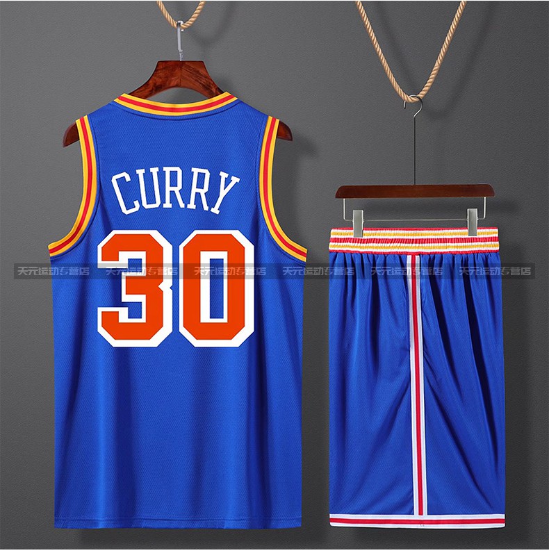 服套装男金州勇士队30号球衣成人儿童队服定制 21赛季深蓝色-30号库l