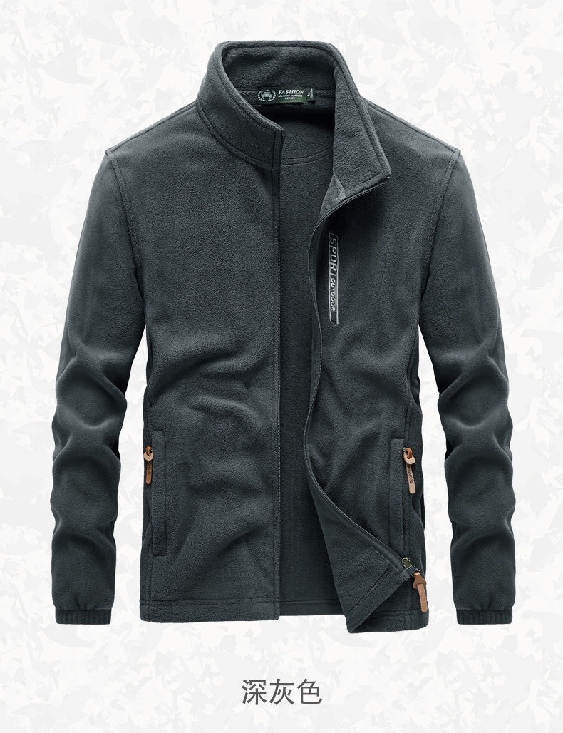 秋冬季户外加厚抓绒衣男摇粒绒外套男士加绒上衣运动休闲夹克潮流