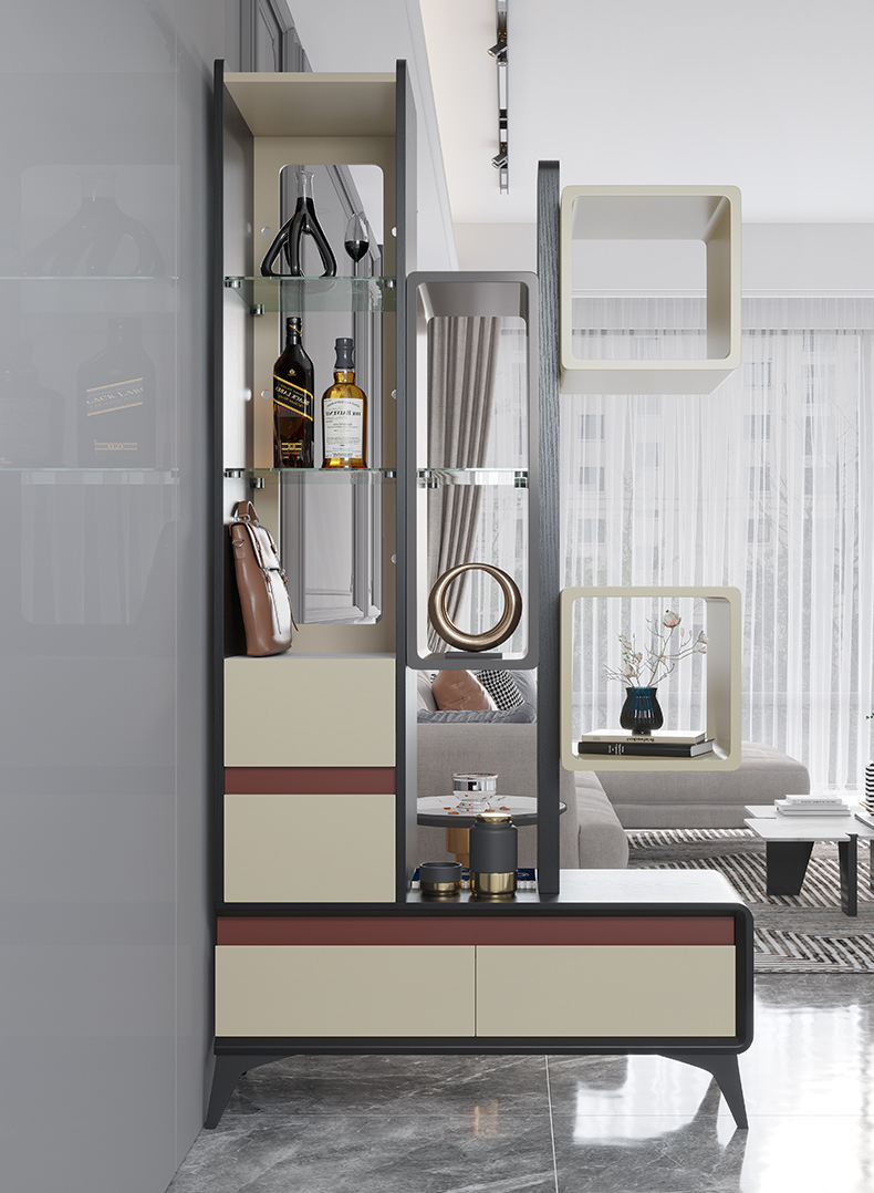 玄关柜 北欧轻奢间厅柜进门客厅隔断柜装饰柜入户玄关柜屏风创意酒柜