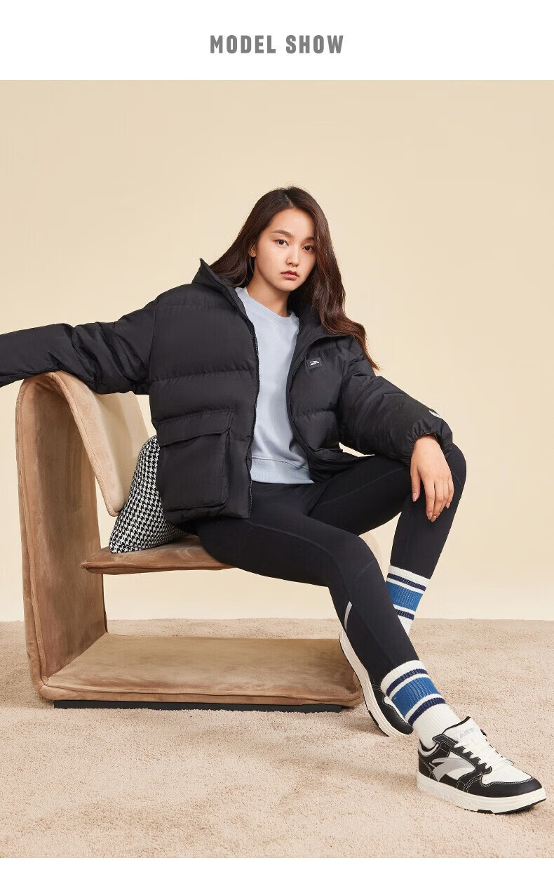 安踏(anta) 羽绒服女2022秋冬新款保暖防风纯色羽绒服休闲简约潮流