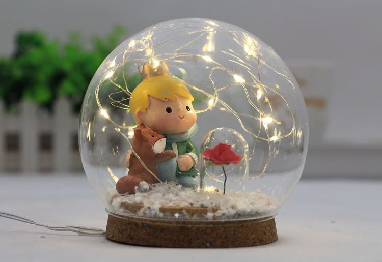 水晶球摆件女孩生日可爱发光龙猫小王子夜灯手工diy制作材料 向左向右