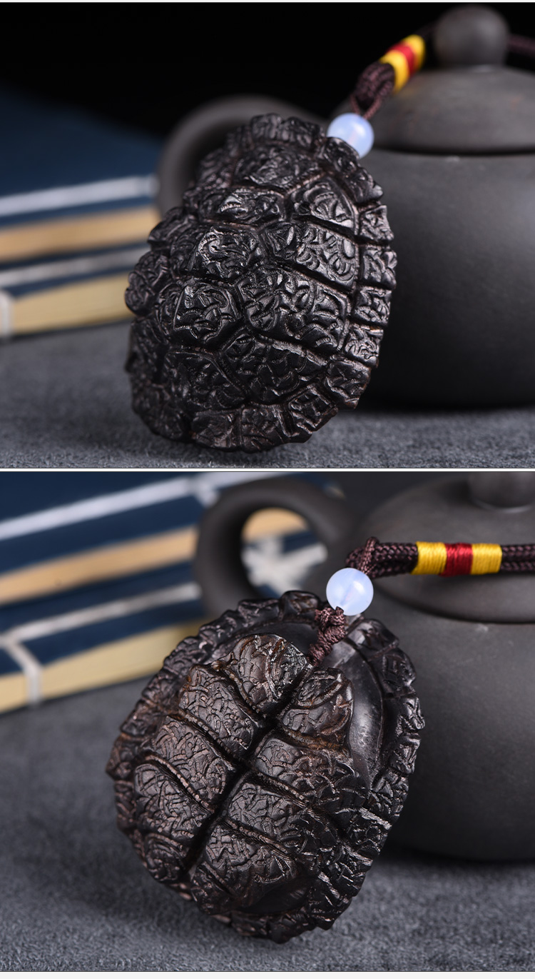 檀福匠黑檀紫光檀手工雕刻龟甲手把件男士随身把玩富甲天下龟壳摆件