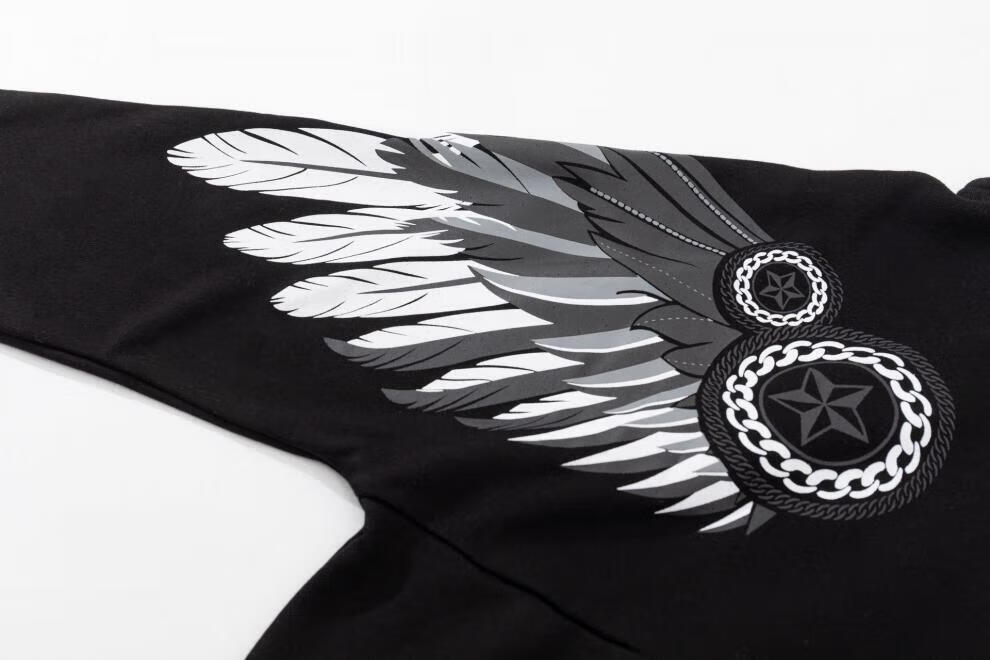 boy新款潮牌后背对称战神翅膀烫金字母老鹰休闲男女学生连帽衫男女