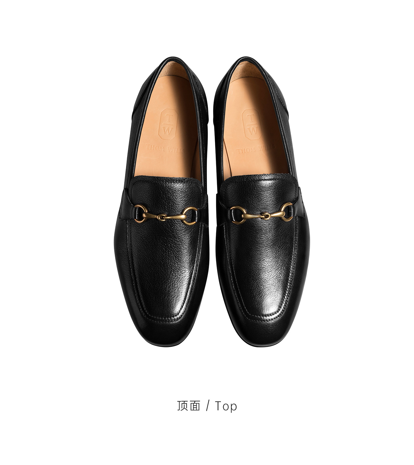 thomwills男鞋马衔扣乐福鞋男真皮商务英伦休闲皮鞋一脚蹬鞋夏季黑色a