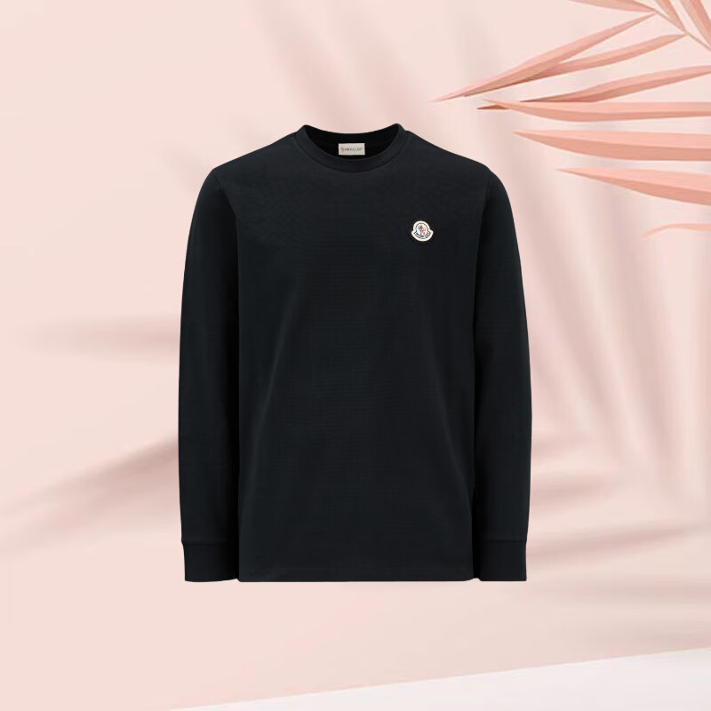 蒙口(moncler) 男装长袖t恤logo long sleeve t-shirt棉质圆领毛毡