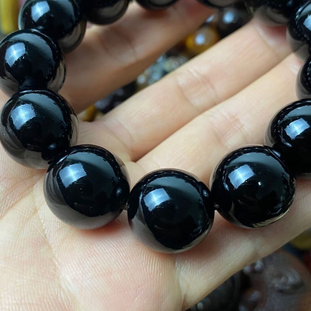 彩寇 真牛角黑牛角手串保真牛角男士佛珠女士手链饰品配饰 10毫米