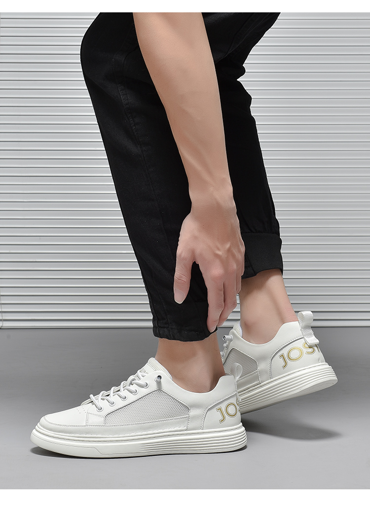 卓诗尼男鞋休闲板鞋牛皮革男士休闲鞋舒适透气夏季运动鞋男1211642本