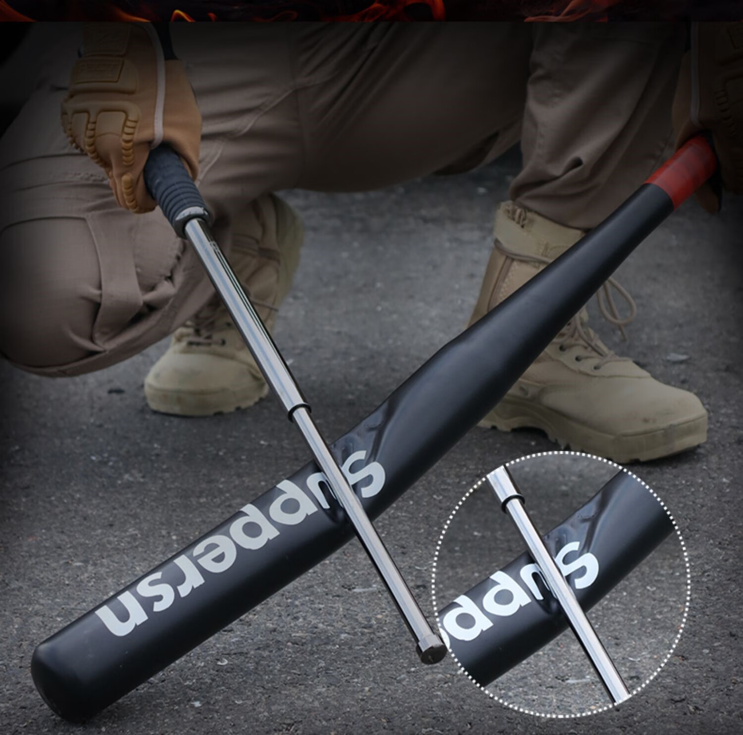 戴萨朗(daisalang) 弹出式三节棍升缩棍悍马多功能三截棍防暴防身铁棍