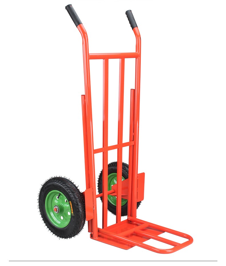 神锤手拉车省力耐用工地人力建筑小推车20厚军绿色带支撑14寸实心轮