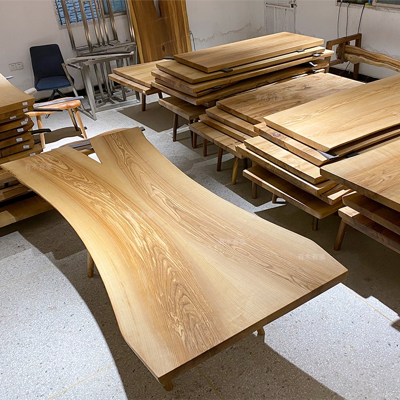 大板桌 大板茶桌 新中式实木茶桌原木大板简约现代白蜡木实木大板整板