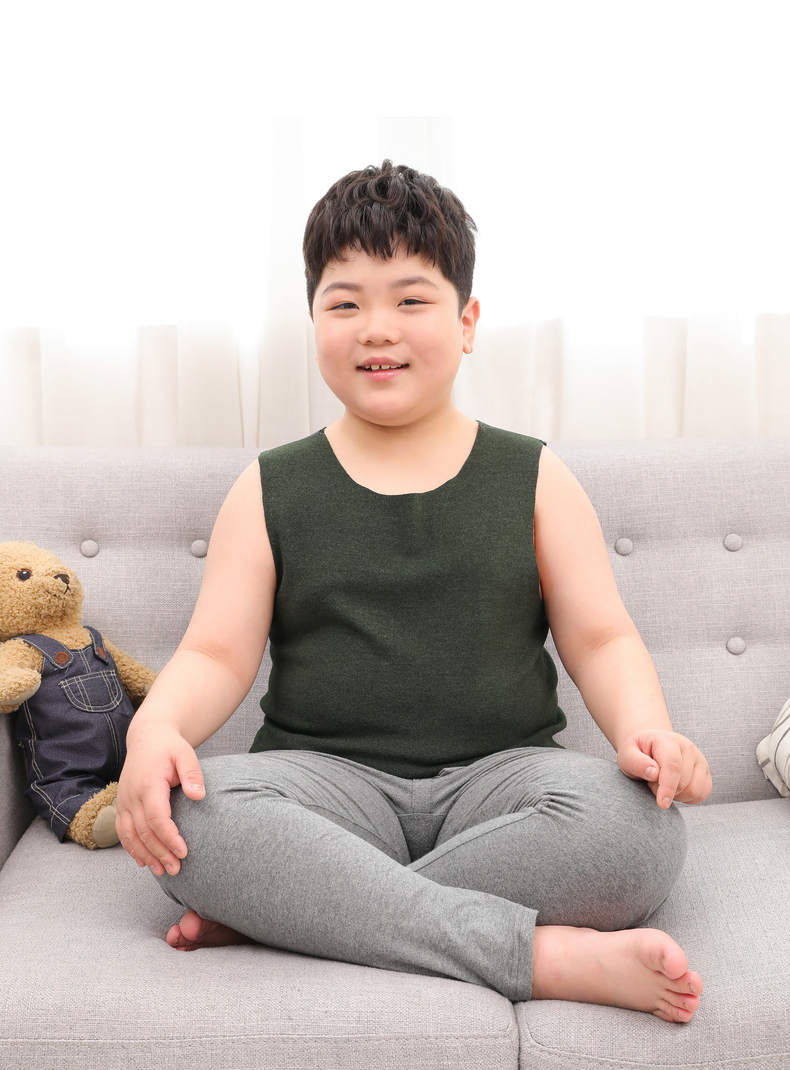 小猪托尼胖男童德绒保暖背心2020新款加肥加大马褂胖孩子宽松内衣 德