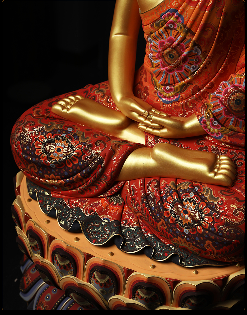 戴玉堂18吋极彩释迦牟尼佛神像大日如来佛像家居装饰摆件德化陶瓷工艺