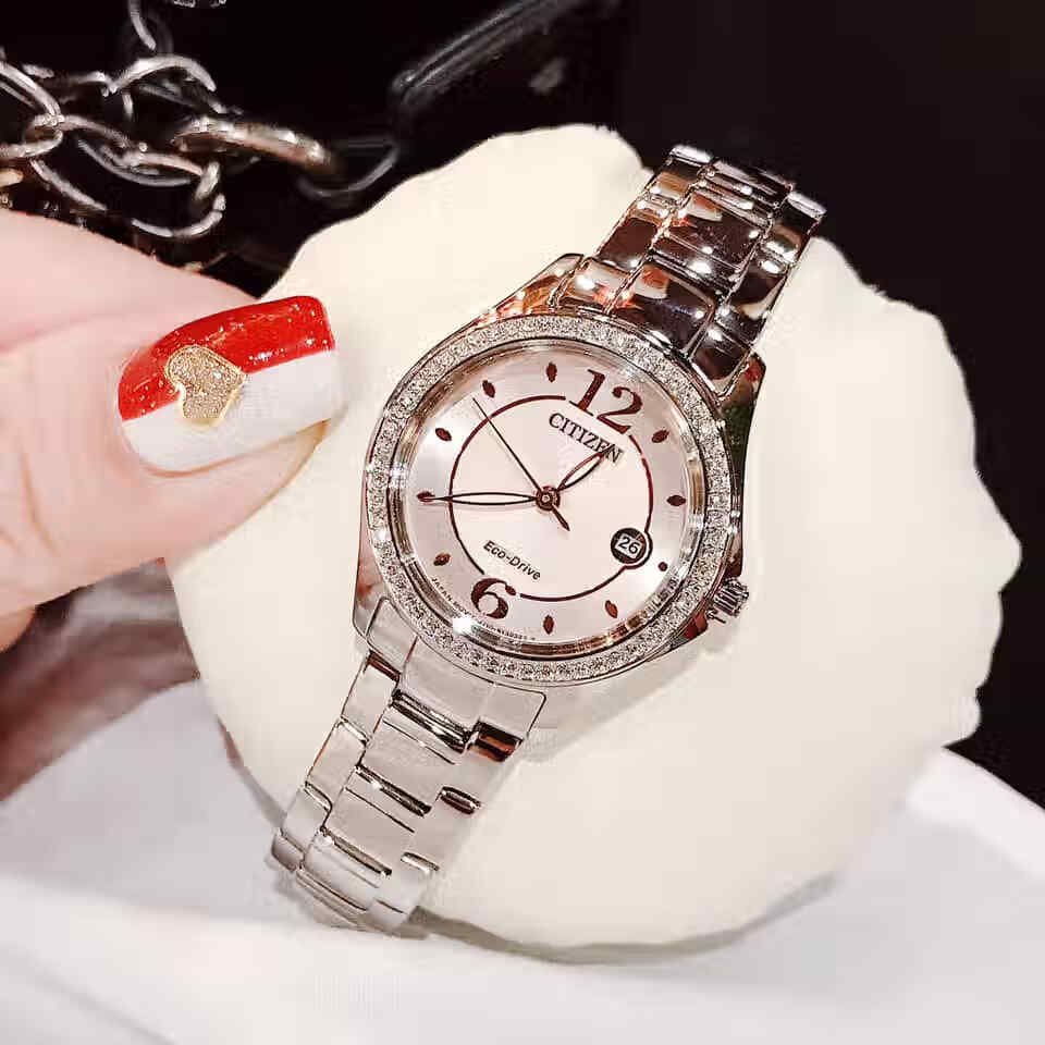 卡西欧(casio) 手表粉色表盘镶钻光动能女表fe1140-86x er0201-72a