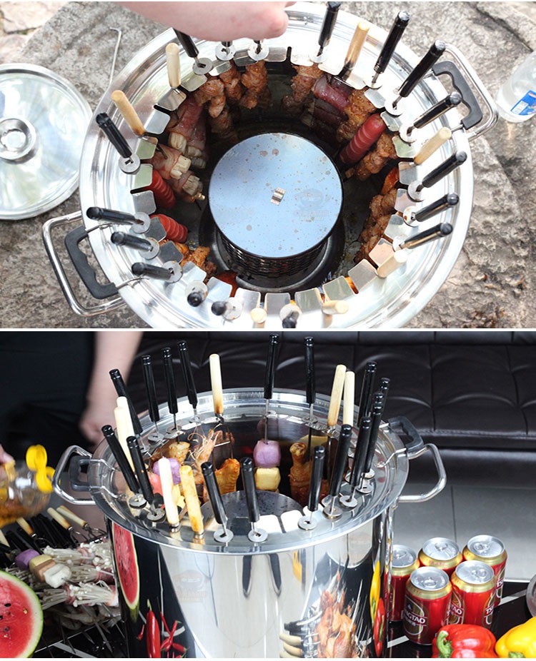 新款不锈钢吊炉无烟烧烤炉缸商用烤串焖烤肉炉烤鸡鸭鹅烤羊腿吊挂烤炉