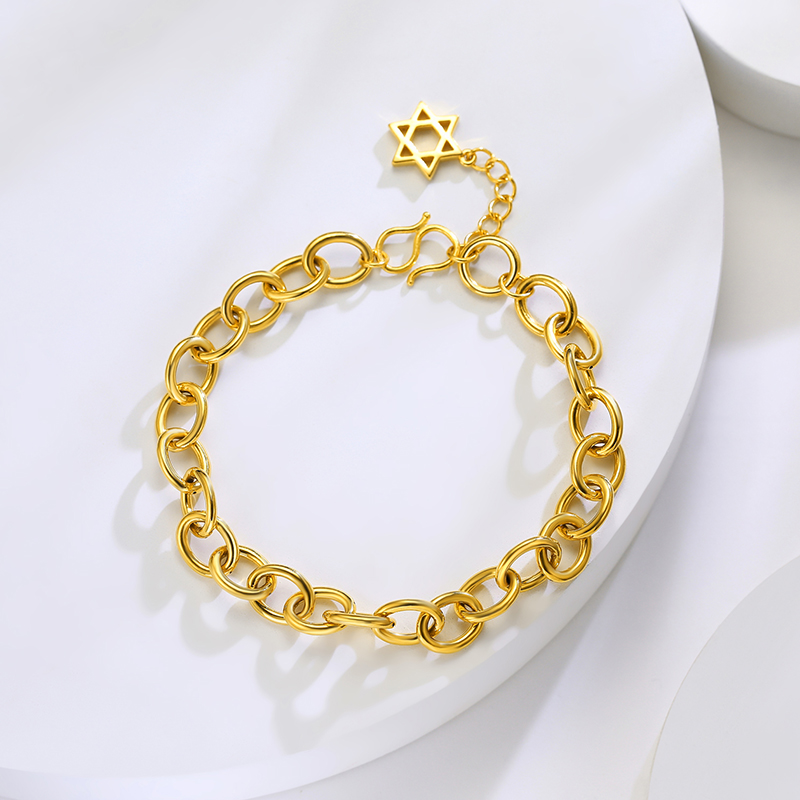 足金ins风五角星芒链条手链999黄金手链礼物女时尚新款t757g