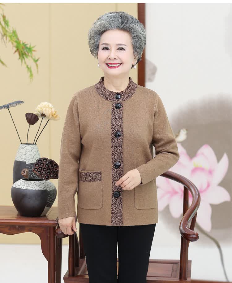 女装 恒源祥 恒源祥奶奶秋冬装开衫60-780岁妈妈中老年人羊毛衫外套老