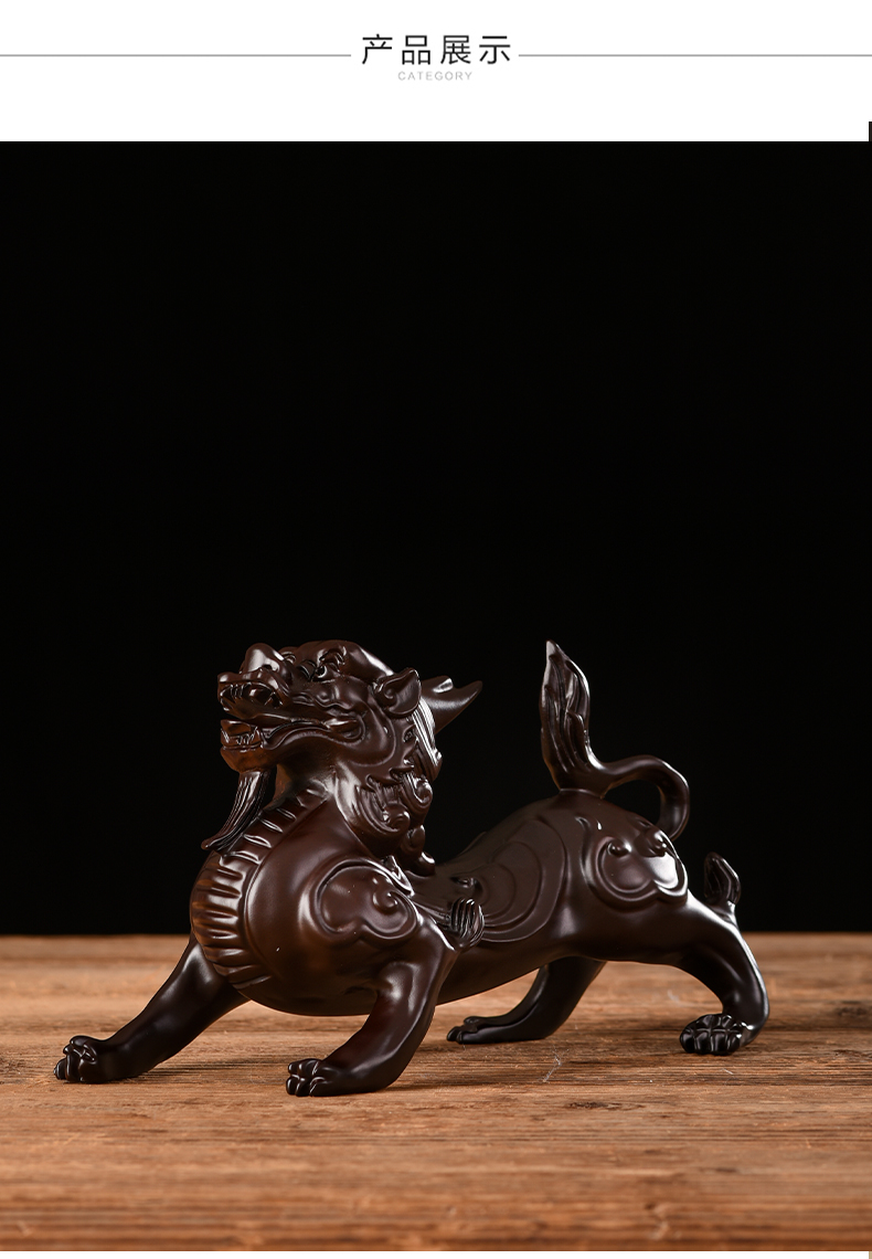 通达汇轩黑檀木雕貔貅摆件实木质雕刻家居客厅玄关风水装饰办公书房
