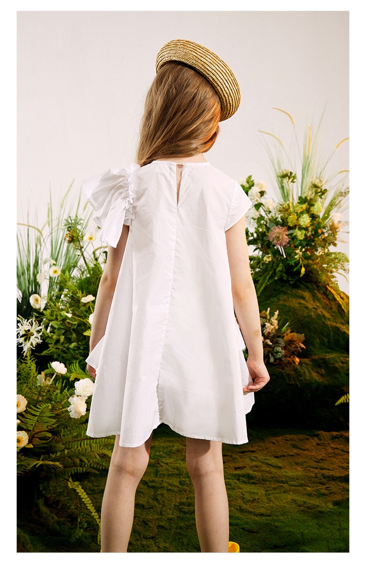 chiaus雀氏童装女童连衣裙2022夏装新款女孩裙子儿童短袖不规则纯棉