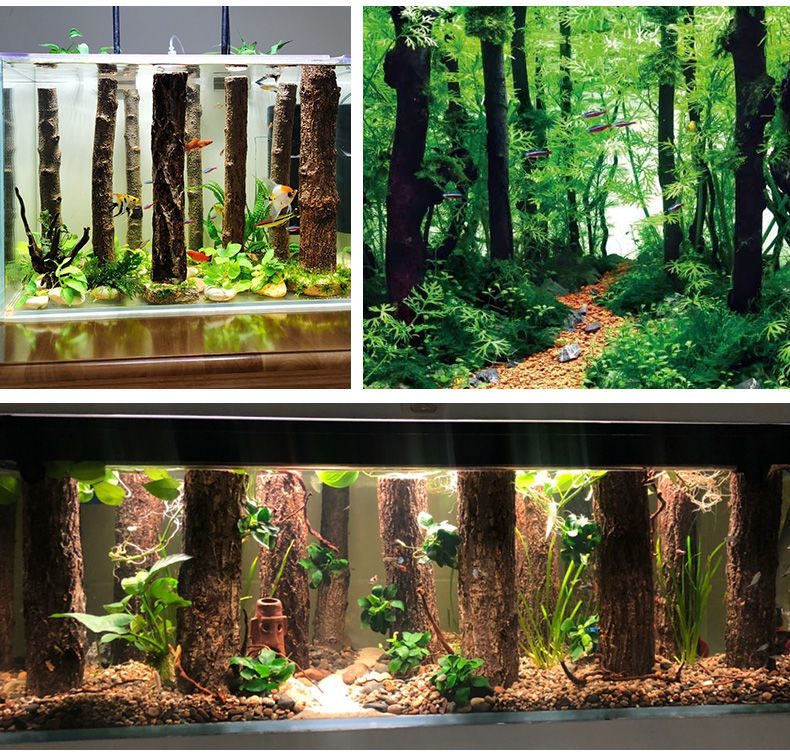 仿真树干直条沉木水草缸水陆缸雨林造景树皮杜鹃根香槟树桩森林景 tj