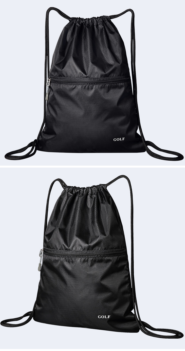 GOLF Water-Resistant Drawstring Backpack, Casual Sports Bag, Fashionable Multifunctional Lightweight Drawstring Bag with Drawstring Pocket, Black 16