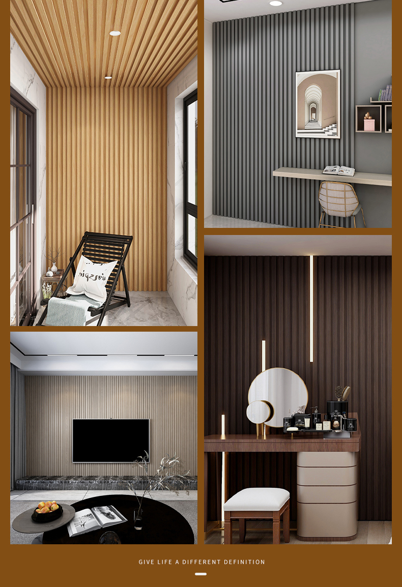 长城板生态木护墙板凹凸形格栅板背景墙吊顶竹木纤维eo装修型板材银