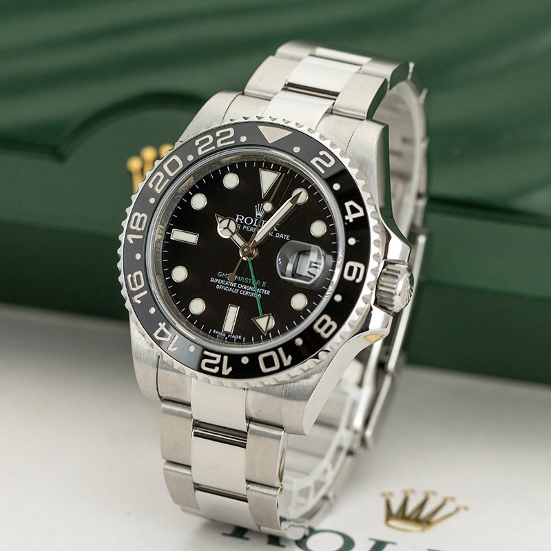 二手95新】劳力士格林尼治系列精钢自动机械gmt双时区男士手表116710