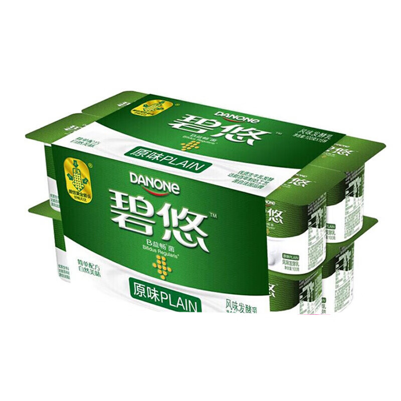 达能碧悠风味发酵乳原味酸奶100g16杯酸牛奶连杯生牛乳发酵乳餐饮配餐