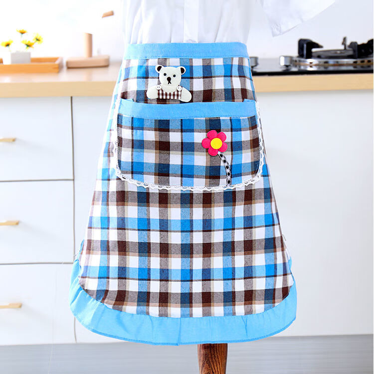 花边半身围裙女纯棉时尚可爱厨房家用夏季短款半腰罩衣半截工作服