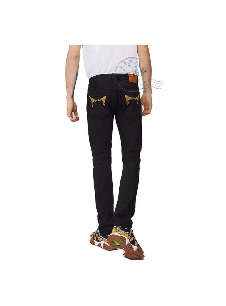 范思哲(versace)男式裤子刺绣图案休闲牛仔直筒裤a85187 2938 8008