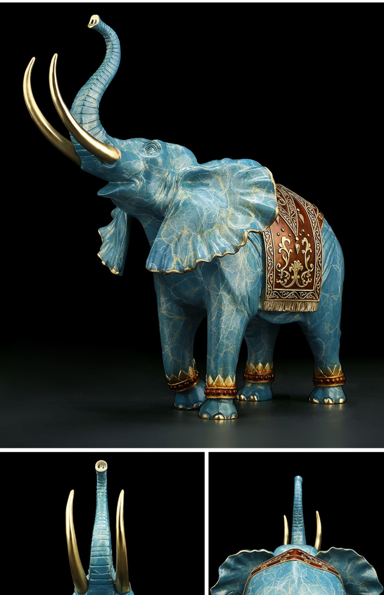 圣梵序全铜大象摆件家居客厅玄关酒柜办公室装饰一对招财礼品铜象工艺