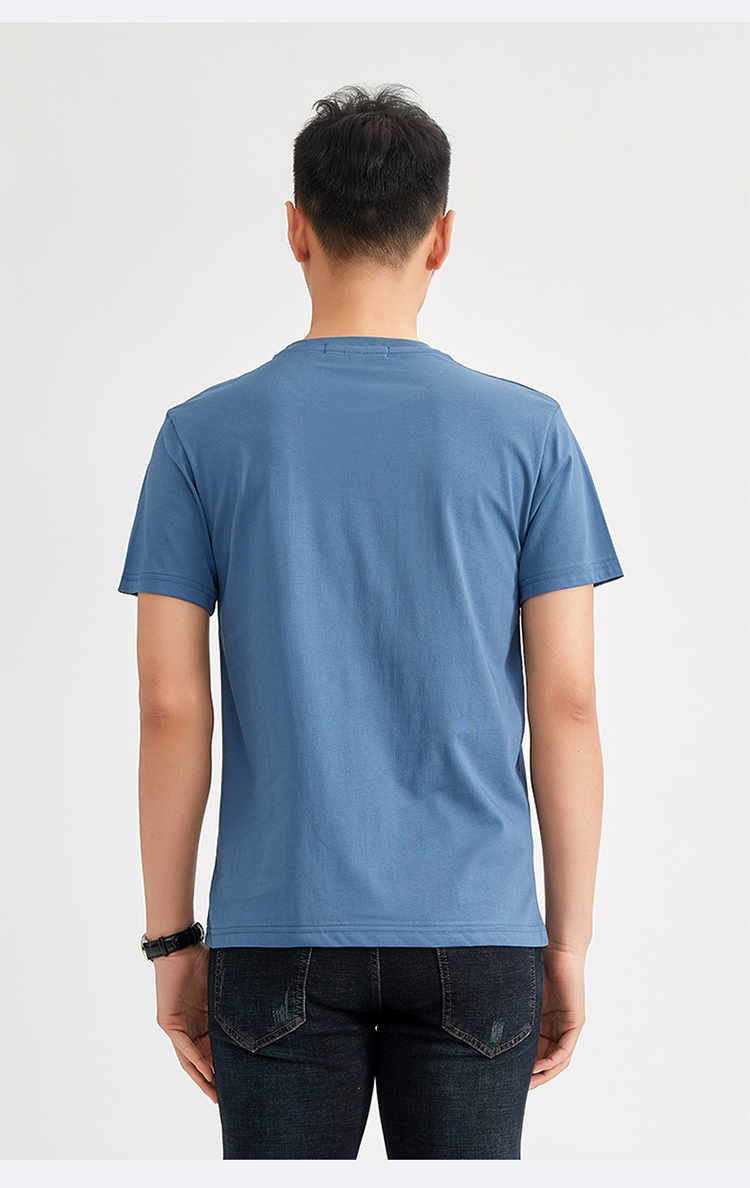 edenbo爱登堡男装夏季新款纯棉圆领青春时尚百搭男士短袖t恤男牛仔蓝