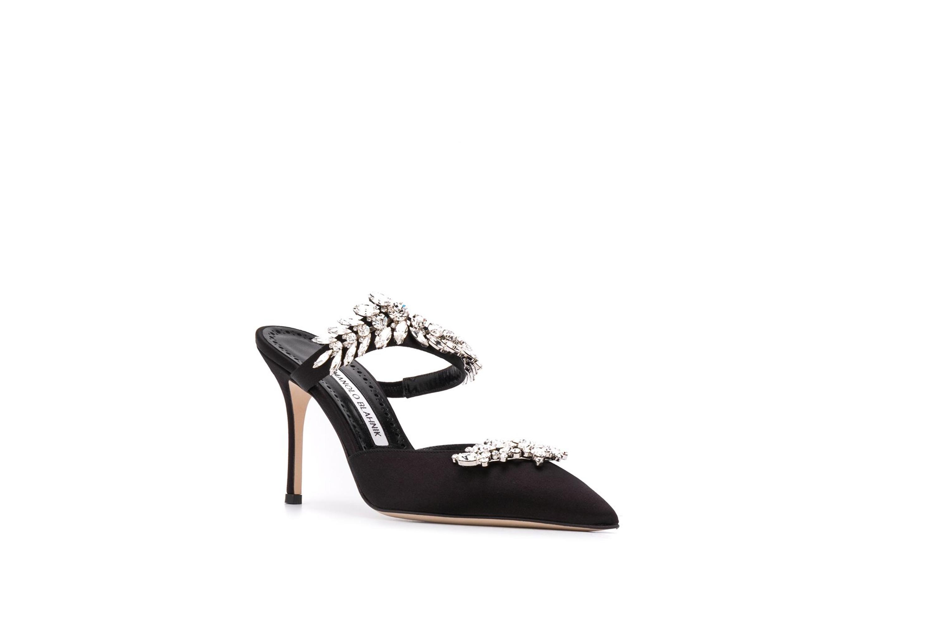 manolo blahnik 20秋冬女士lurum 高跟穆勒鞋 黑色 it38.