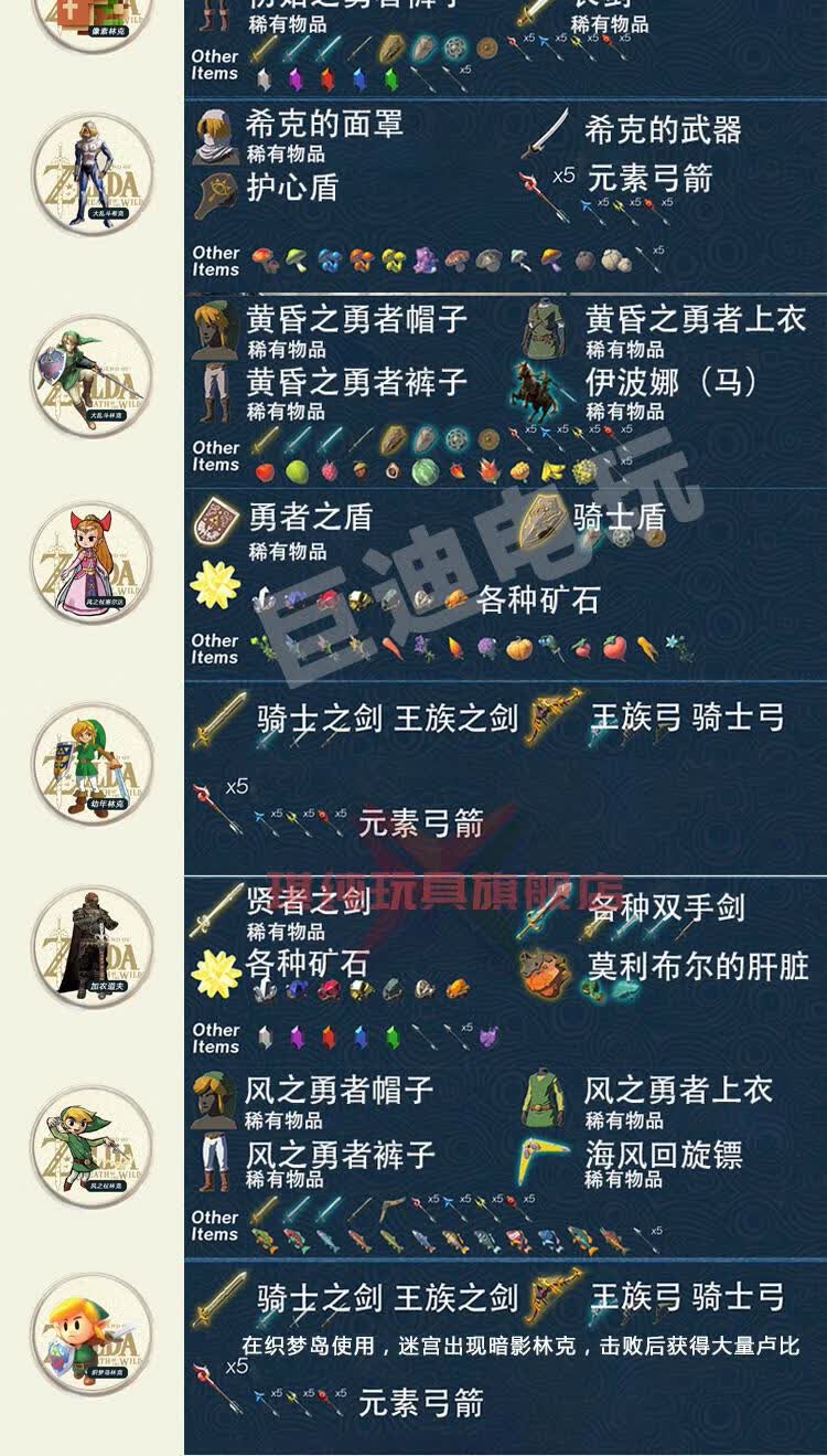 塞尔达amiibo卡萨尔达传说荒野之息旷野之息zelda无双联动卡周边精简