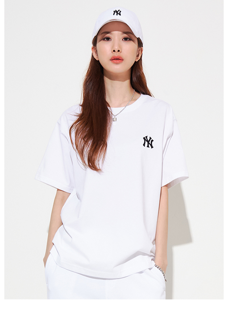 mlb官方男女情侣t恤后背拼色大logo短袖休闲宽松22春夏新款ts330纽约