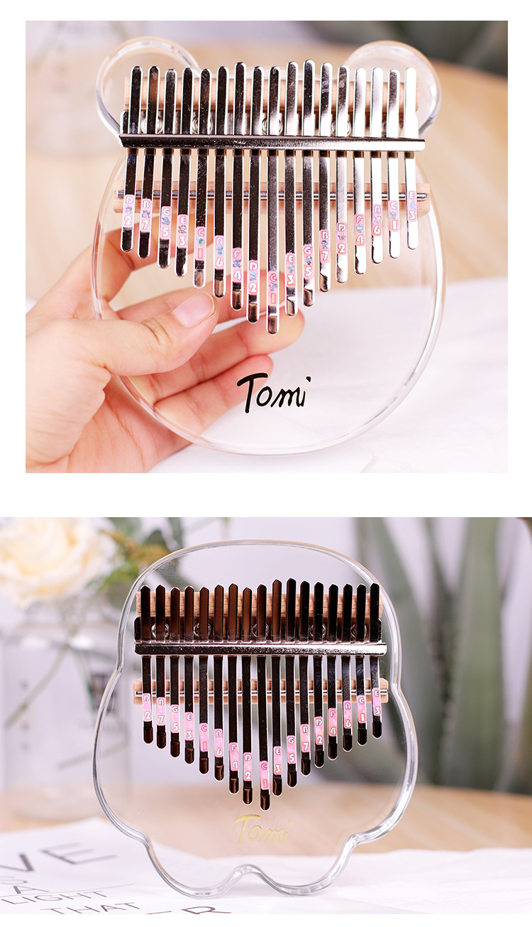 透明拇指琴猫爪琴17音手指琴初学者小众乐器易学五指琴水晶卡林巴