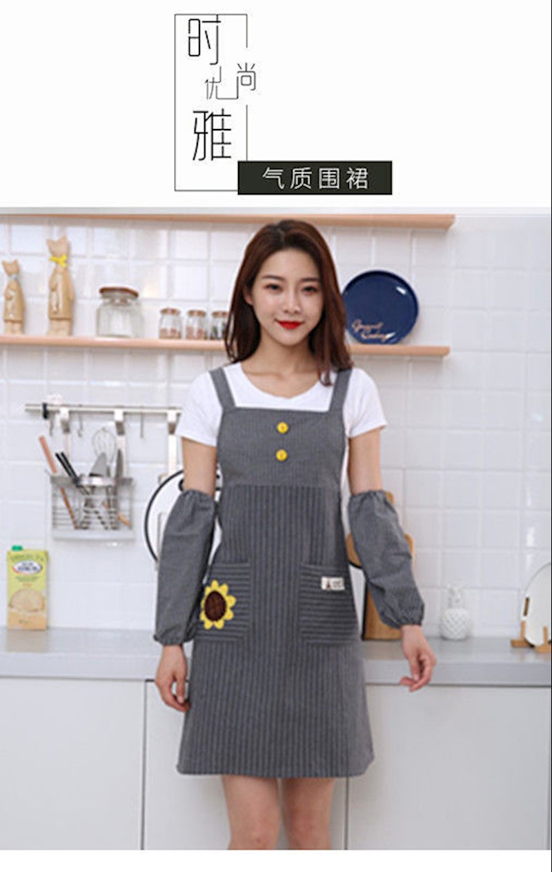 纯棉背带围裙女厨房家用做饭韩版时尚格子日系可爱公主大人围腰 背带