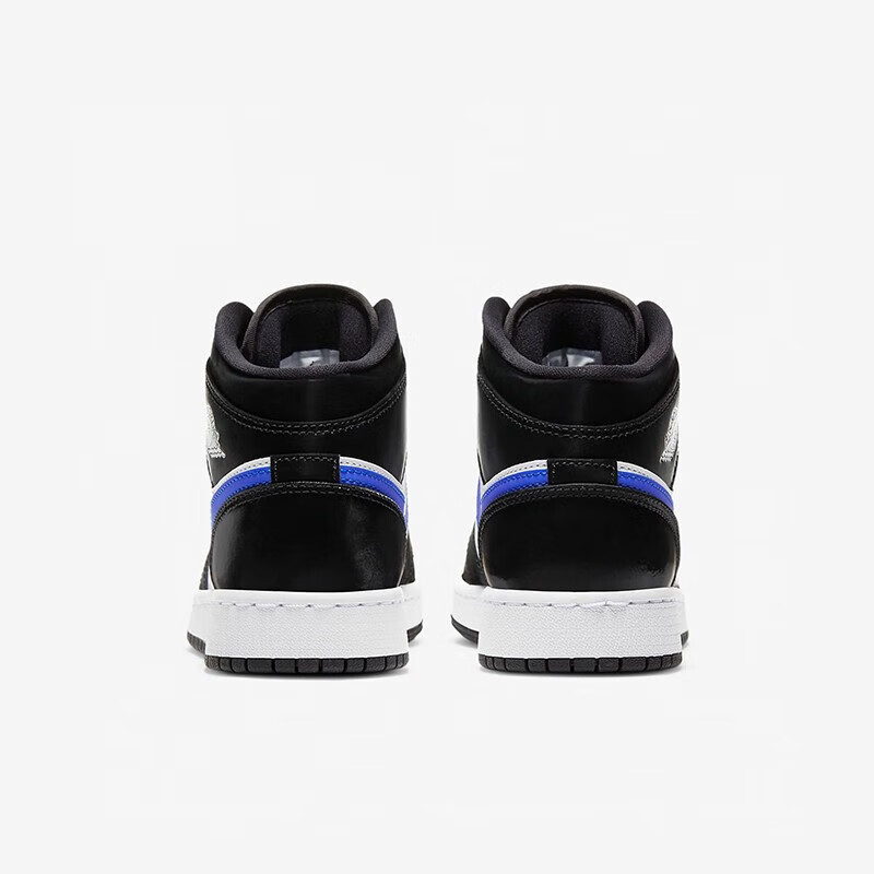 耐克nike air jordan 1 mid aj1中帮黑白蓝女款休闲篮球鞋百搭 554725
