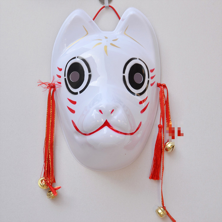 裳淇日式和风狐狸猫脸半脸面具墙挂饰cos动漫面罩日料居酒屋装饰挂件
