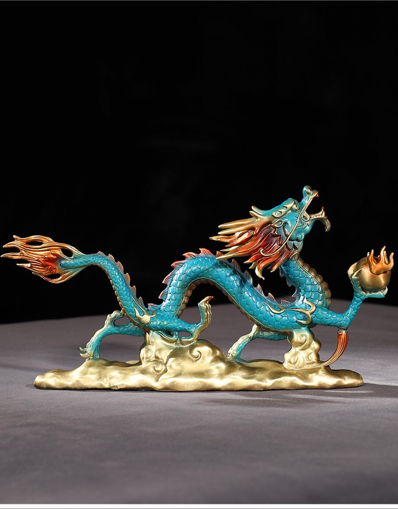 聚善缘铜龙摆件祥龙献瑞全铜龙摆件龙办公室招财龙摆件家居玄关客厅