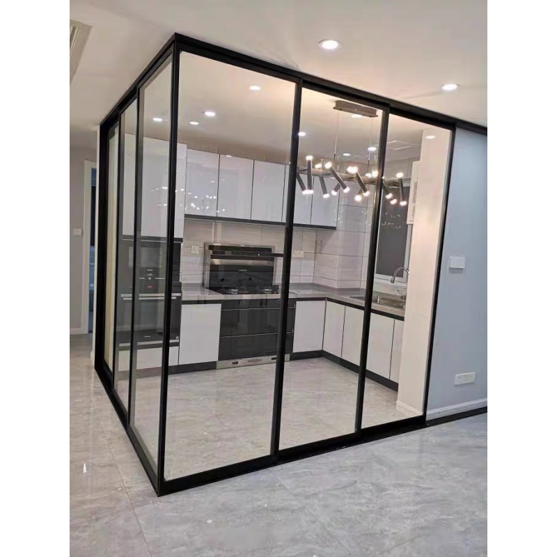 北京定制铝镁合金极窄阳台推拉门厨房卫生间长虹玻璃移门客厅隔断 三