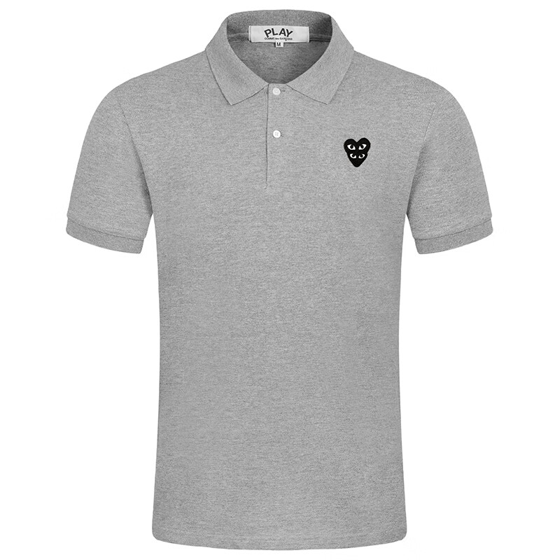 川久保玲play comme des garcons爱心情侣款polo衫cdg短袖男女款 灰色