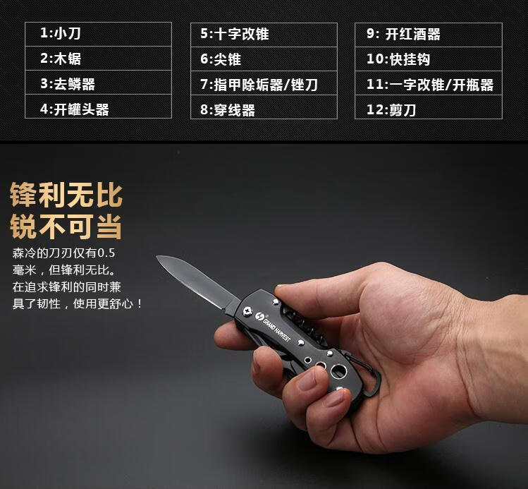 瑞士军刀户外鹰爪多功能刀具迷你荒野折叠随身便携式防身瑞士小刀军刀