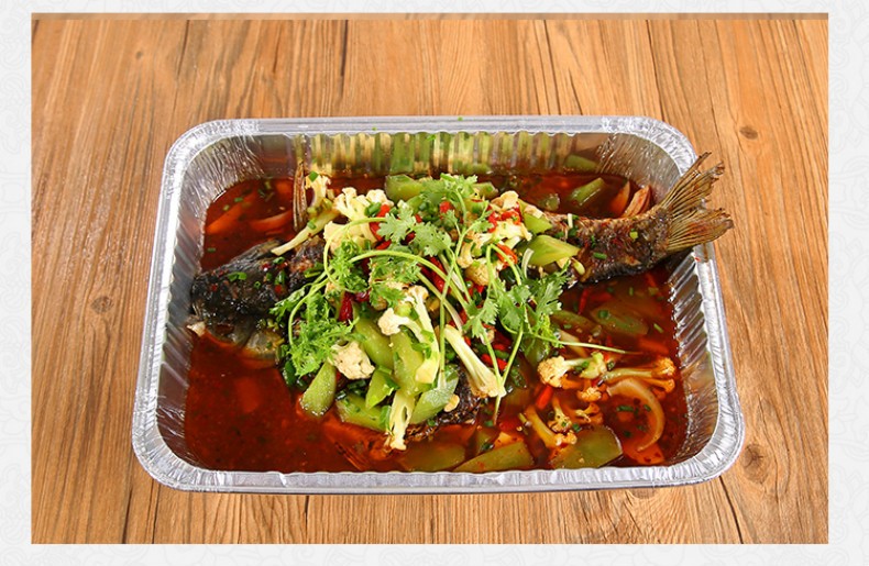 烤鸡小龙虾煲一次性铝箔餐盒大容量烧烤锡纸盘f325浅铝盖2260ml50只装