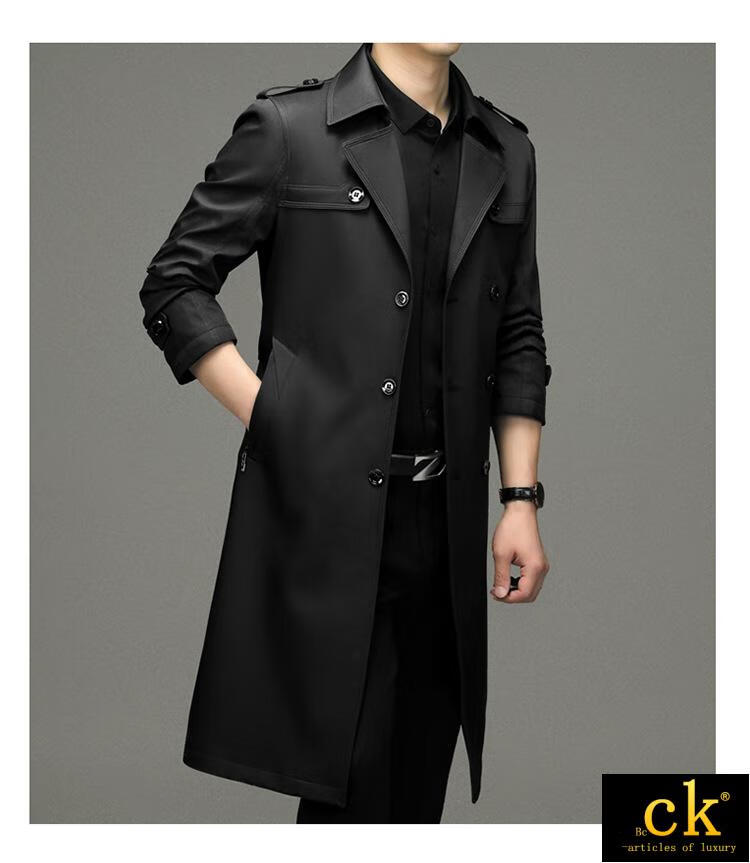 bcck国际轻奢侈品男款秋季男士过膝双排扣风衣长款男式上衣外套男装潮