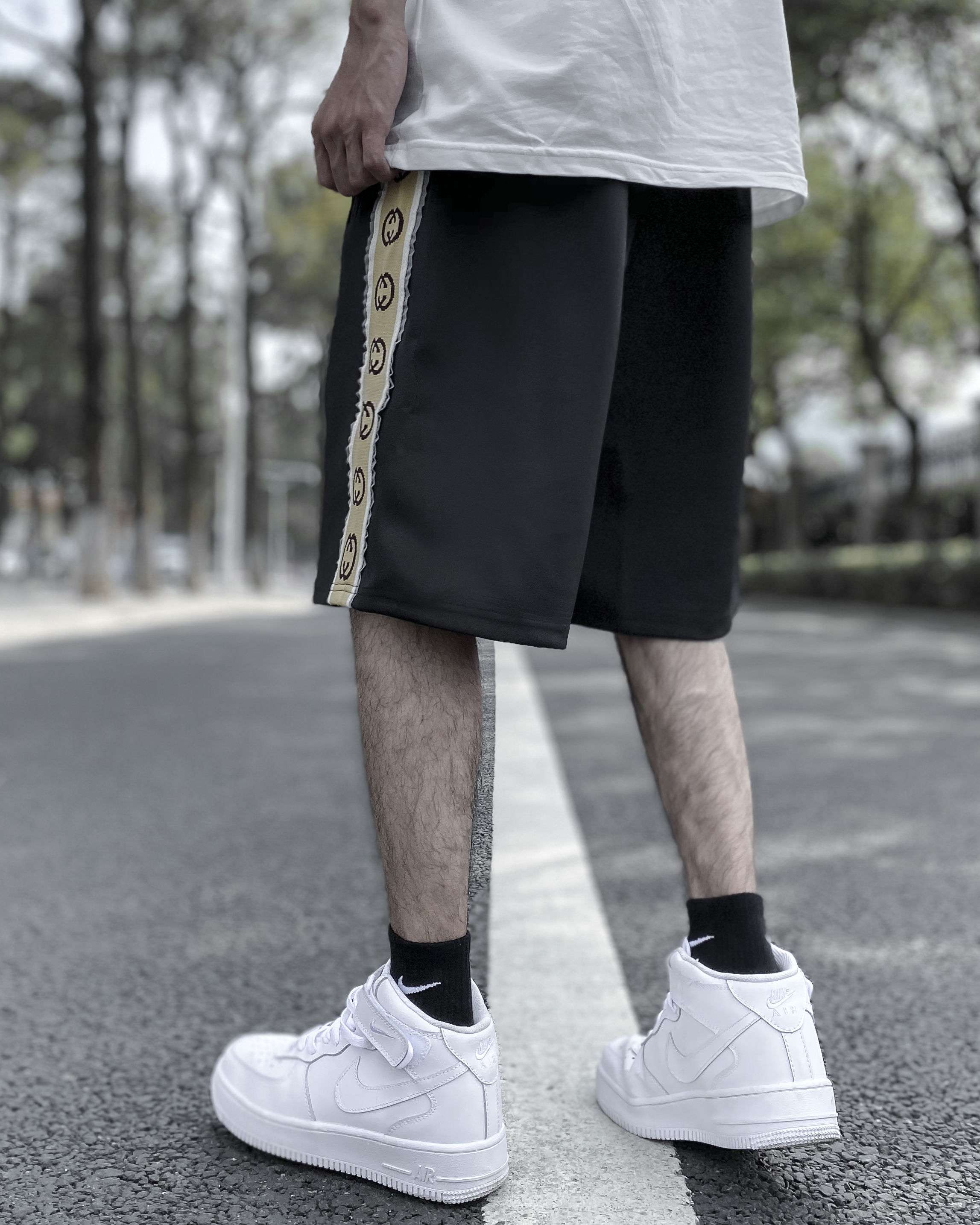 凡迪时尚 短裤男夏季新款网红同款字母印花反光五分裤男生ins潮流宽松