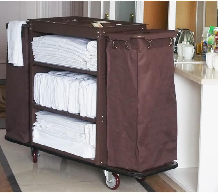 丹乐酒店客房多功能手推布草车保洁工作车清洁车布袋客房口卫生服务车