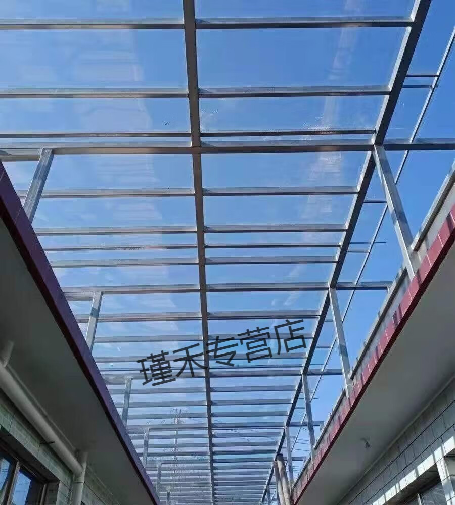 透明pc耐力板阳光板采光板采光瓦雨棚车棚钢化玻璃阳光房遮阳板奔新农