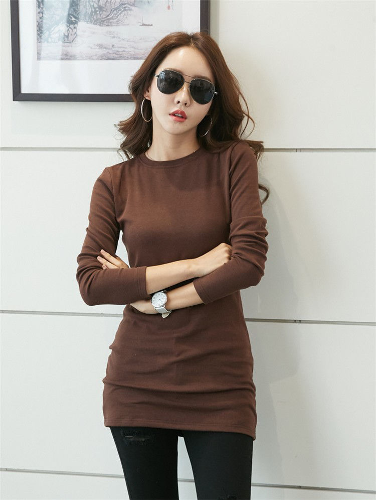 长袖t恤女2020秋冬季新款韩版女装大码学生修身紧身中长款女士卫衣