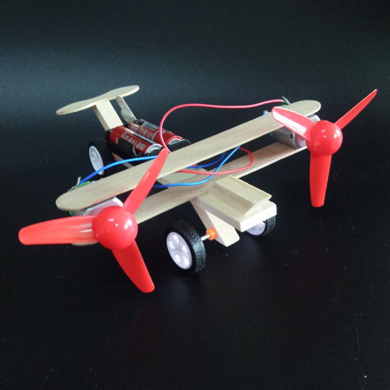 科学科技小制作材料小发明马达实验儿童学生手工制作玩具礼物双翼飞机